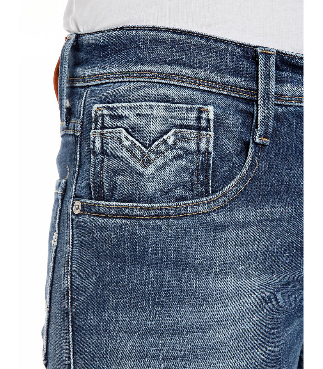 スリムフィットANBASSブルーデニム 詳細画像 ミディアムブルー 7